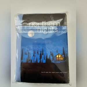 Northern Nights Light Blue Cotton Flannel King Pillowcase Set New